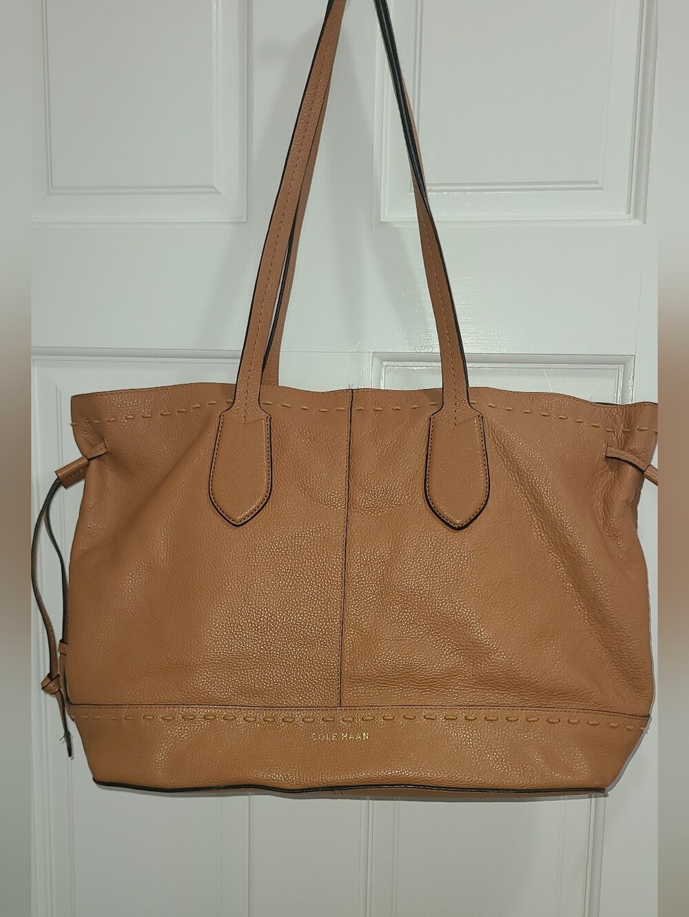 Cole Haan Cognac Pebbled Leather Tote